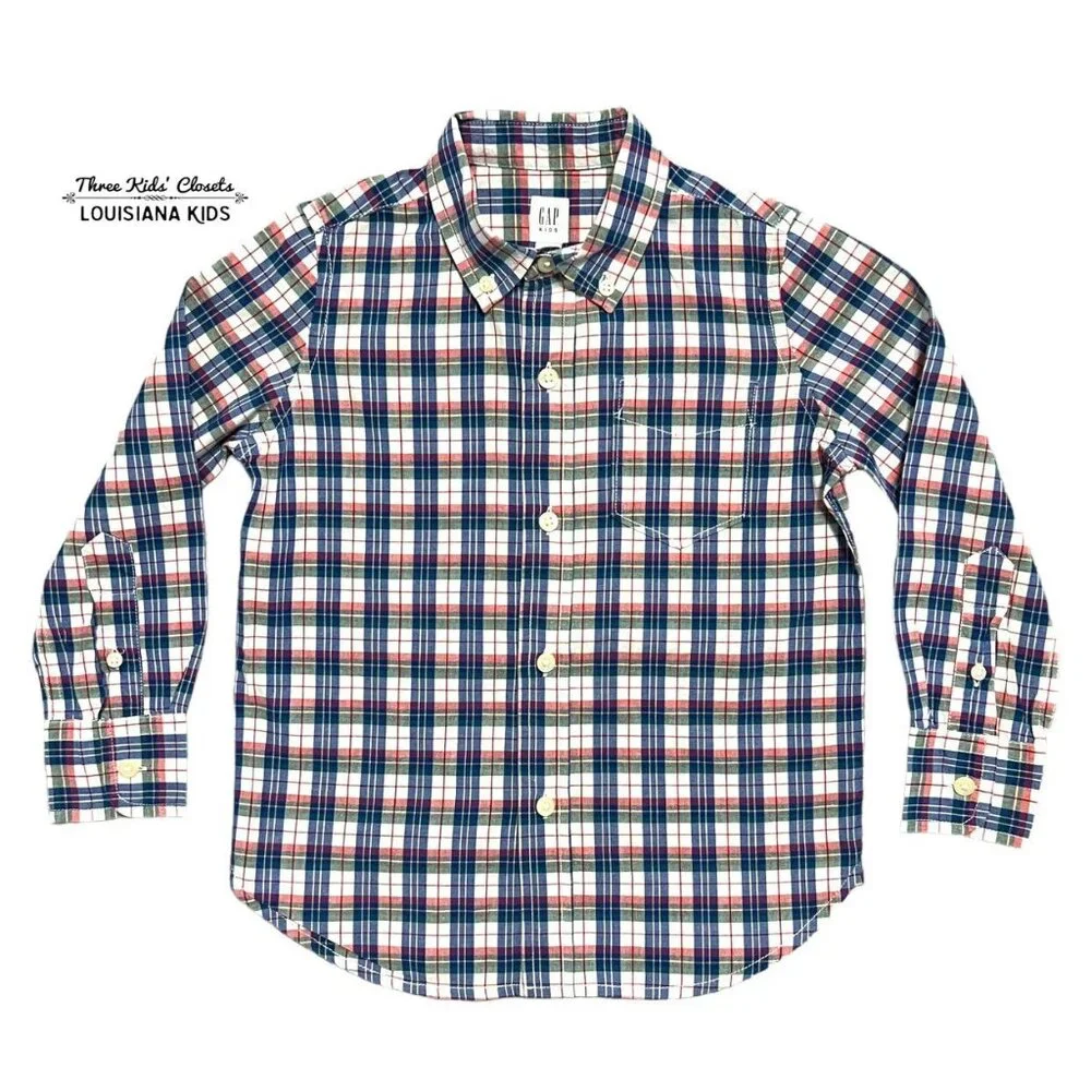 Gap Kids XS 4-5Y Plaid Button Down Shirt
